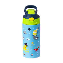 Kids Insulated Water Bottle with Straw Lid & Handle Stainless Steel Metal Tumbler Leak Proof Double Wall Vacuum Kids Cup Toddler Water Bottle for School Boys Girls