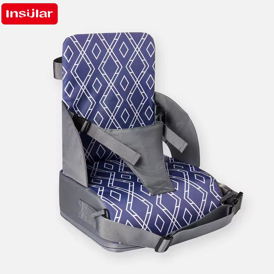 Toddler Booster Seat for Dining Table, Non-Slip Kitchen Chair Booster Seat with Backrest and Adjustable Straps, Portable PU Waterproof Travel Baby Booster Increasing Cushion