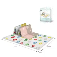 Baby Play Mat Double Sided Foldable Cartoon Pattern Crawling Mat Waterproof Non Slip Indoor Educational Activity Foam Flooring