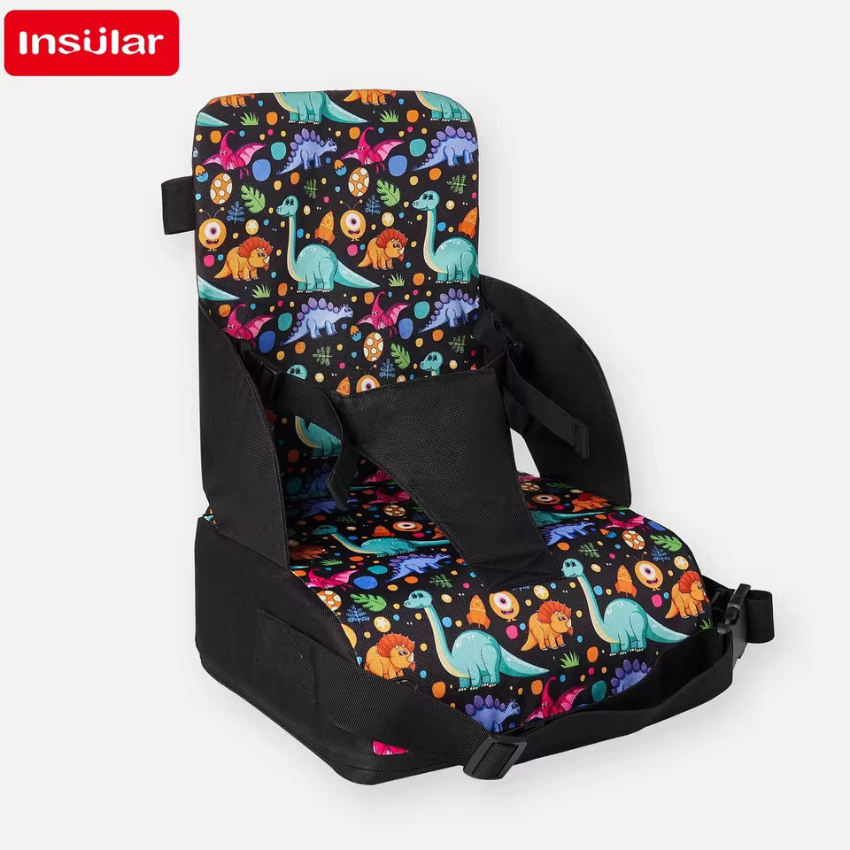 Toddler Booster Seat for Dining Table, Non-Slip Kitchen Chair Booster Seat with Backrest and Adjustable Straps, Portable PU Waterproof Travel Baby Booster Increasing Cushion