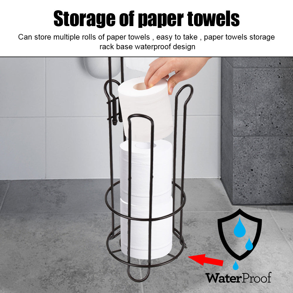 Toilet Paper Holder Upgraded Toilet Paper Stand with 4 Raised Feet Metal Free Standing Tissue Paper Roll Dispenser with Storage Shelf Sturdy Bathroom Accessories