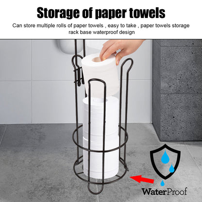 Toilet Paper Holder Upgraded Toilet Paper Stand with 4 Raised Feet Metal Free Standing Tissue Paper Roll Dispenser with Storage Shelf Sturdy Bathroom Accessories
