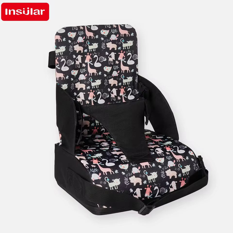 Toddler Booster Seat for Dining Table, Non-Slip Kitchen Chair Booster Seat with Backrest and Adjustable Straps, Portable PU Waterproof Travel Baby Booster Increasing Cushion
