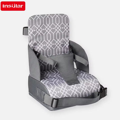 Toddler Booster Seat for Dining Table, Non-Slip Kitchen Chair Booster Seat with Backrest and Adjustable Straps, Portable PU Waterproof Travel Baby Booster Increasing Cushion