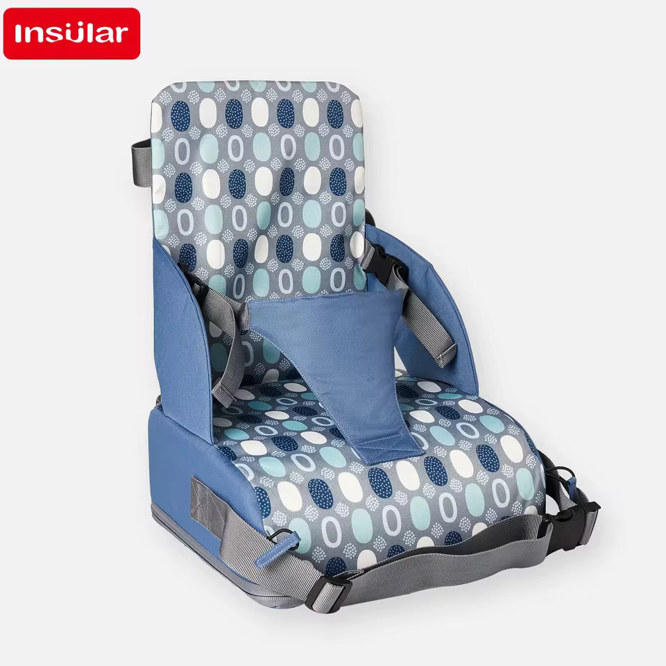 Toddler Booster Seat for Dining Table, Non-Slip Kitchen Chair Booster Seat with Backrest and Adjustable Straps, Portable PU Waterproof Travel Baby Booster Increasing Cushion