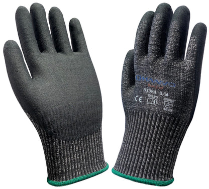 ANSI A4 Cut Resistant Work Gloves with Extreme Lightweight & Thin HPPE Micro Foam Nitrile Maxi High Flex Proof Glass Handling Butcher Safety Gloves
