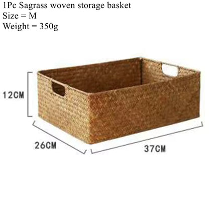 Scalloped Wicker Basket, Hand-woven Rattan Baskets with Built-in Handles, Water Hyacinth Basket for Organizing and Decor