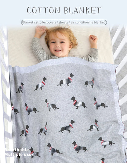 Baby Blankets Newborn Cartoon Swaddle Wrap Monthly Blankets 100%Cotton Knitted Toddler Infant Outdoor Playing Clip Mats 100*80cm