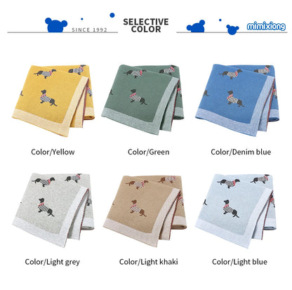 Baby Blankets Newborn Cartoon Swaddle Wrap Monthly Blankets 100%Cotton Knitted Toddler Infant Outdoor Playing Clip Mats 100*80cm