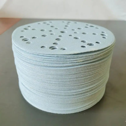 6-Inch 49-Hole 320 Grit Sanding Discs - Heavy-Duty Hook & Loop Film Discs - Sandpaper for Random Orbital Sanders - 50 Pack Box
