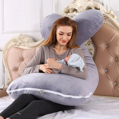 140x70cm 3000g 6.6lb Soft Pregnant Pillow U Type Lumbar Pillow Multi Function Side Protect Cushion for Pregnancy Women  velvet