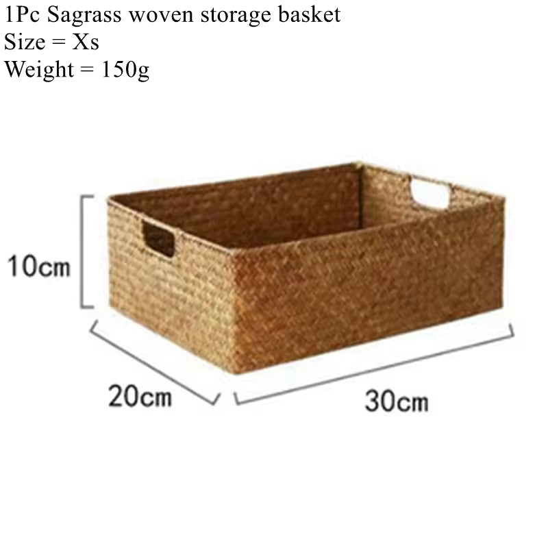 Scalloped Wicker Basket, Hand-woven Rattan Baskets with Built-in Handles, Water Hyacinth Basket for Organizing and Decor