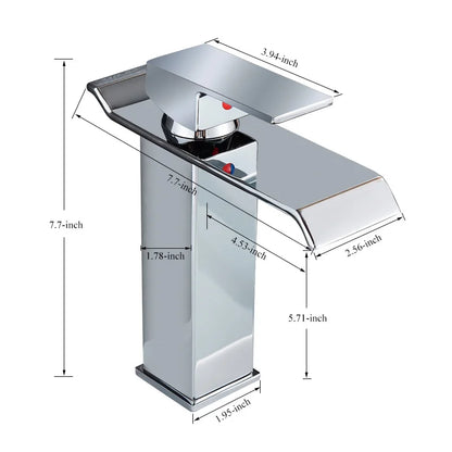 Chrome Vessel Sink Faucet, Tall Waterfall Bathroom Faucet Deck Mounted Bathroom Basin Faucet Waterfall Vanity Sink Hot and Cold Water Mixer Tap,Chrome,Black, Color