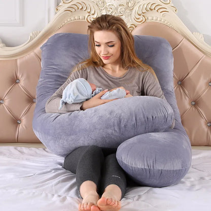 140x70cm 3000g 6.6lb Soft Pregnant Pillow U Type Lumbar Pillow Multi Function Side Protect Cushion for Pregnancy Women  velvet