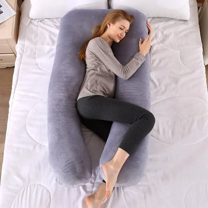 140x70cm 3000g 6.6lb Soft Pregnant Pillow U Type Lumbar Pillow Multi Function Side Protect Cushion for Pregnancy Women  velvet