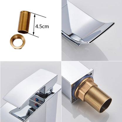 Chrome Vessel Sink Faucet, Tall Waterfall Bathroom Faucet Deck Mounted Bathroom Basin Faucet Waterfall Vanity Sink Hot and Cold Water Mixer Tap,Chrome,Black, Color