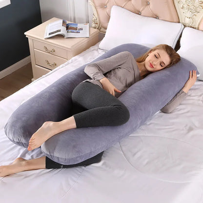 140x70cm 3000g 6.6lb Soft Pregnant Pillow U Type Lumbar Pillow Multi Function Side Protect Cushion for Pregnancy Women  velvet