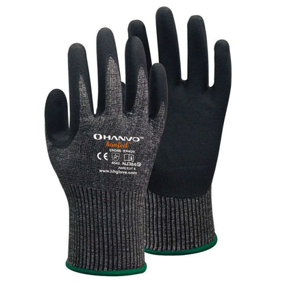 ANSI A4 Cut Resistant Work Gloves with Extreme Lightweight & Thin HPPE Micro Foam Nitrile Maxi High Flex Proof Glass Handling Butcher Safety Gloves
