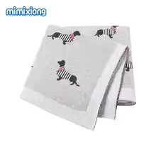 Baby Blankets Newborn Cartoon Swaddle Wrap Monthly Blankets 100%Cotton Knitted Toddler Infant Outdoor Playing Clip Mats 100*80cm