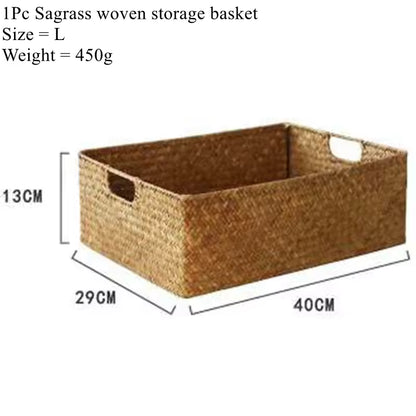 Scalloped Wicker Basket, Hand-woven Rattan Baskets with Built-in Handles, Water Hyacinth Basket for Organizing and Decor