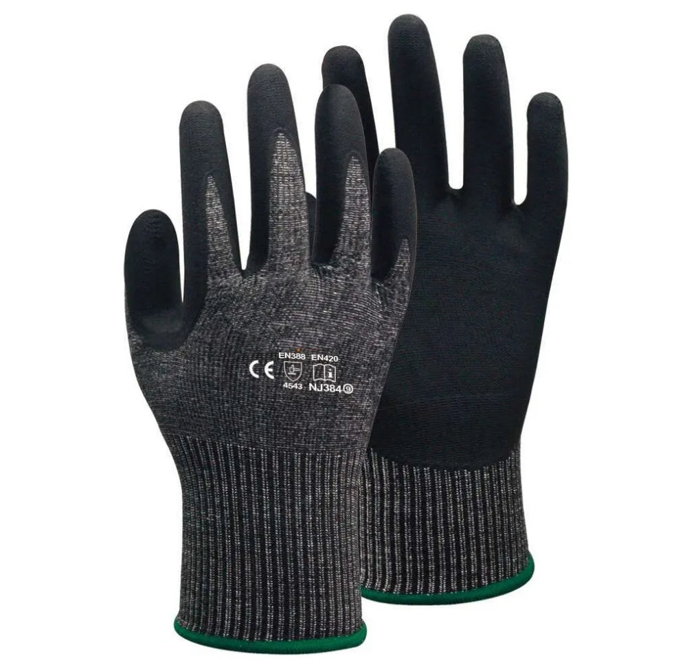 ANSI A4 Cut Resistant Work Gloves with Extreme Lightweight & Thin HPPE Micro Foam Nitrile Maxi High Flex Proof Glass Handling Butcher Safety Gloves