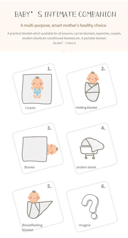 Baby Blankets Newborn Cartoon Swaddle Wrap Monthly Blankets 100%Cotton Knitted Toddler Infant Outdoor Playing Clip Mats 100*80cm