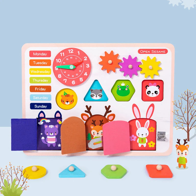 Montessori Busy Board Toys For Children Educational Games DIY Busy Board Parts Wooden Toys Sensory Board Games Puzzles For Kids