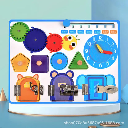 Montessori Busy Board Toys For Children Educational Games DIY Busy Board Parts Wooden Toys Sensory Board Games Puzzles For Kids