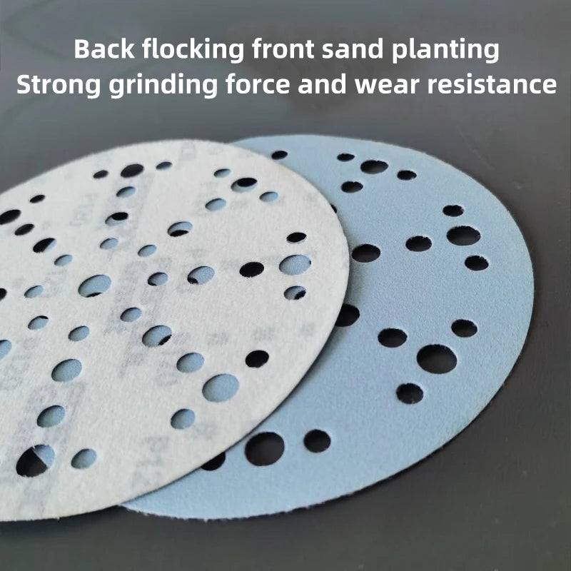 6-Inch 49-Hole 320 Grit Sanding Discs - Heavy-Duty Hook & Loop Film Discs - Sandpaper for Random Orbital Sanders - 50 Pack Box