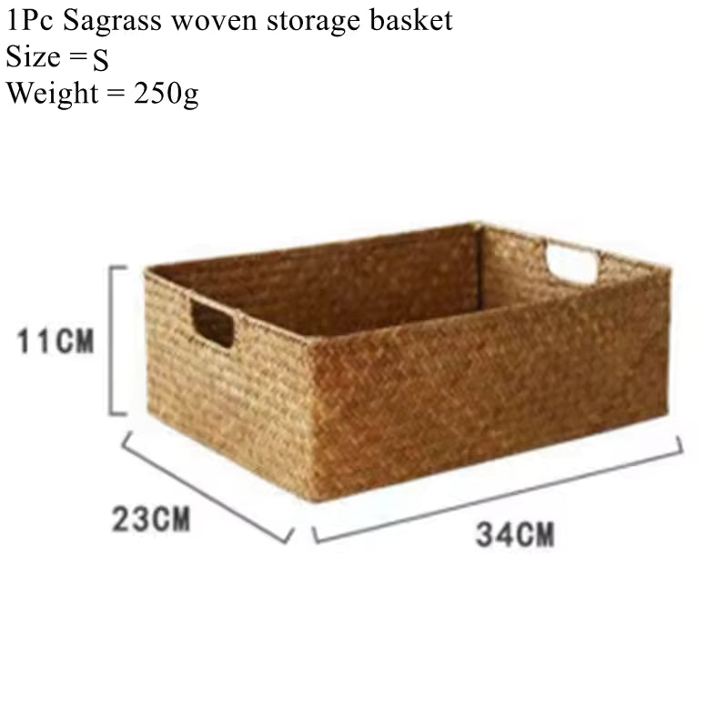 Scalloped Wicker Basket, Hand-woven Rattan Baskets with Built-in Handles, Water Hyacinth Basket for Organizing and Decor