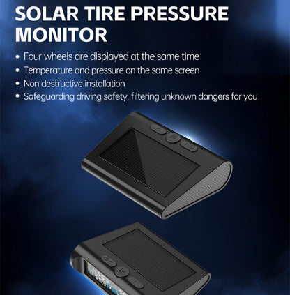 T121 USB/Solar TPMS Car Tyre Monitor with 4 External Temperature Sensors Digital LCD Display 0-6.8Bar Tire Pressure Gauge
