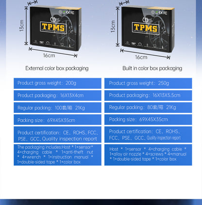 T121 USB/Solar TPMS Car Tyre Monitor with 4 External Temperature Sensors Digital LCD Display 0-6.8Bar Tire Pressure Gauge