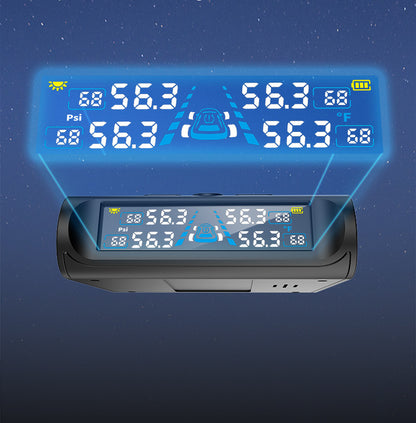T121 USB/Solar TPMS Car Tyre Monitor with 4 External Temperature Sensors Digital LCD Display 0-6.8Bar Tire Pressure Gauge