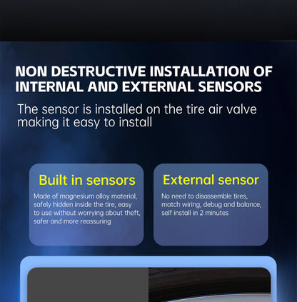 T121 USB/Solar TPMS Car Tyre Monitor with 4 External Temperature Sensors Digital LCD Display 0-6.8Bar Tire Pressure Gauge