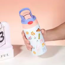 Kids Insulated Water Bottle with Straw Lid & Handle Stainless Steel Metal Tumbler Leak Proof Double Wall Vacuum Kids Cup Toddler Water Bottle for School Boys Girls