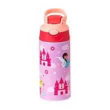 Kids Insulated Water Bottle with Straw Lid & Handle Stainless Steel Metal Tumbler Leak Proof Double Wall Vacuum Kids Cup Toddler Water Bottle for School Boys Girls