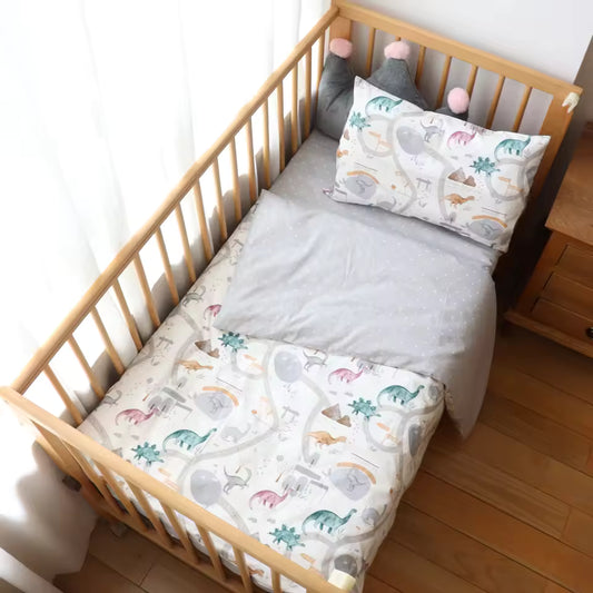 3 Pcs Baby Crib Bedding Set Pure Cotton Bed Linens Boy Girl Cot Kit Include Pillowcase Sheet Duvet Cover Children Room Decoration