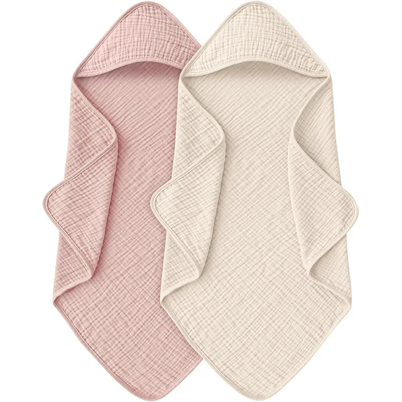 Baby Muslin Hooded Bath Towels and Washcloths Muslin Cotton Hooded Baby Towels Absorbent Blankets for Gift Newborn Infant Shower