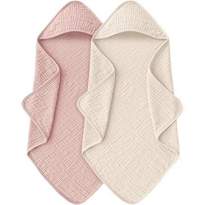 Baby Muslin Hooded Bath Towels and Washcloths Muslin Cotton Hooded Baby Towels Absorbent Blankets for Gift Newborn Infant Shower