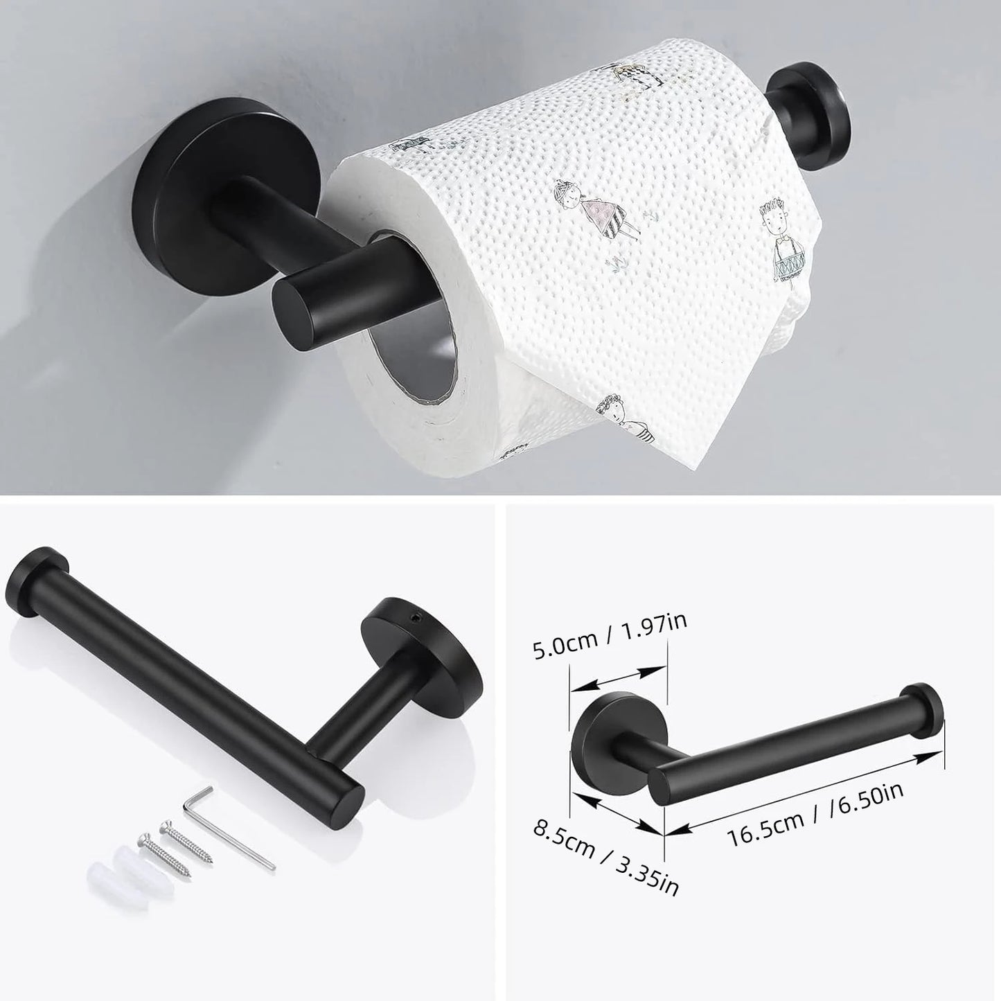 10pcs Bathroom Hardware Set, Including 16" Hand Towel Bars, Toilet Paper Holders, Towel Rings, Robe Towel Hooks