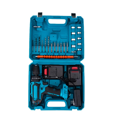 Cordless Drill: Multifunctional 21V rechargeable impact drill lithium battery cross-border flashlight gun drill electric screwdriver electric dr