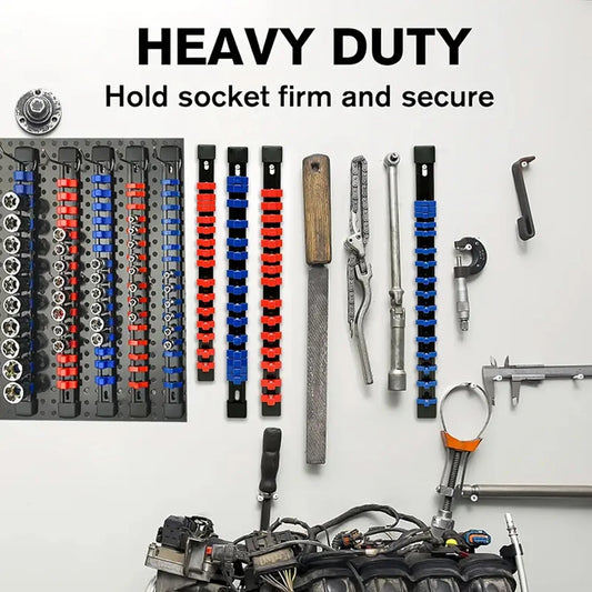 360° Swivel ABS Socket Organizer 1/4Inch 3/8Inch 1/2Inch Premium Quality Socket Clip Rail Holder socket organizer tools Blue&Red
