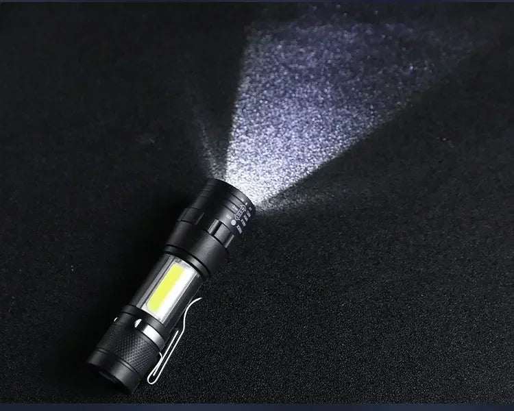 3 PCS Mini LED COB Flashlight Portable Rechargeable Torch with Pen Clip Zoomable Waterproof Light Tactical Lamp Camping Lantern