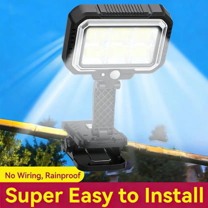 Clip On Solar Lights Outdoor COB LED Security Light Solar Charging 360° Rotatable Rainproof Motion Sensor Auto On/Off For Outdoor