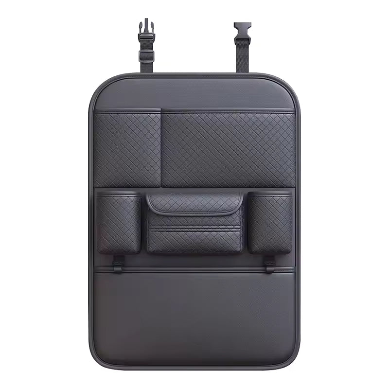 Seat Back Protector + Large Capacity Pocket Storage Organizer,Preventing the Impact of Children Stepping on the Seat Backrest (Black)