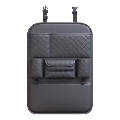 Seat Back Protector + Large Capacity Pocket Storage Organizer,Preventing the Impact of Children Stepping on the Seat Backrest (Black)