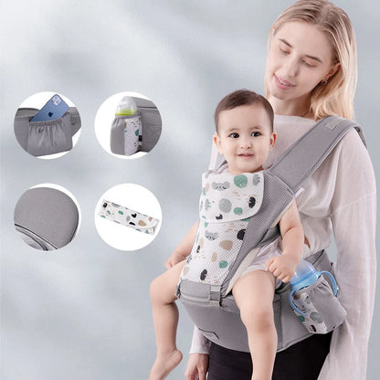 Baby Carrier with Hip Seat, Baby Carrier Newborn to Toddler, 6-in-1 Ways to Carry, All Seasons, Adjustable Baby Holder Carrier for Breastfeeding