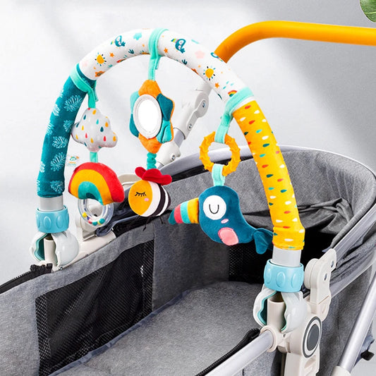 Infant Baby Stroller Arch Toy Play Bar Fun Newborns Sensory Activity Adjustable for Bouncers and Car Safe Seat Bed Hanging Toys
