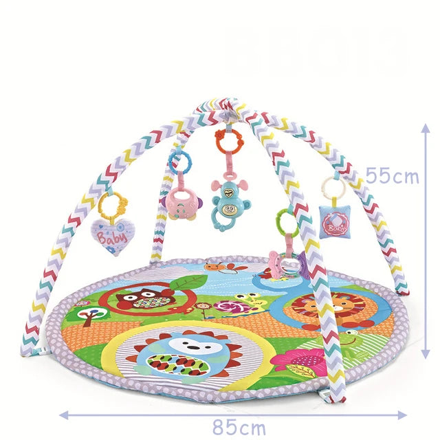 Baby Gym Play Mat, 8-in-1 Tummy Time Mat & Ball Pit with 6 Toys, Washable Baby Activity Mat for Visual, Hearing, Sensory, Motor Development, Babies Gift for Newborn Infant 0-3-6-9-12 Months