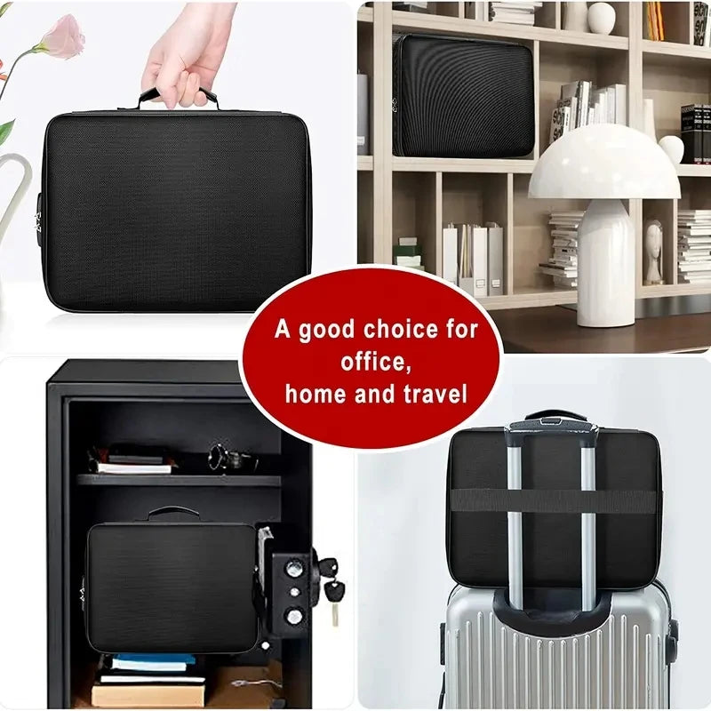 Fireproof Document Box, Hard Case File Box with Fireproof Zipper＆Lock, Heat Insulated Fire and Water Resistant File Organizer Storage Safe for Important Documents Laptop Cash